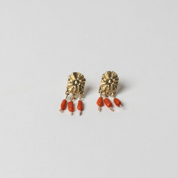 Juan Castro —' 'Relicario I' Earrings in Gold with Red Charms - ON HOLD