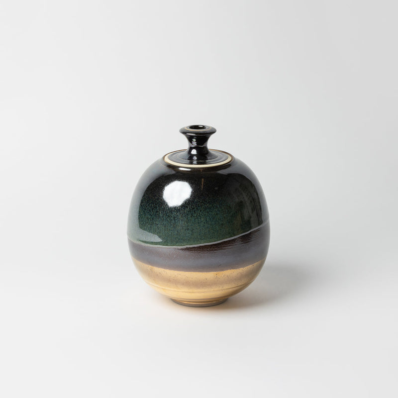 Timothy White  Vessel 'Golden Night' Black & Gold Lustres with Lid
