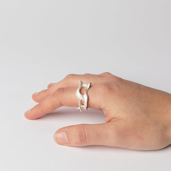 ZIPEI — 'White Bone' Ring in Bleached Sterling Silver