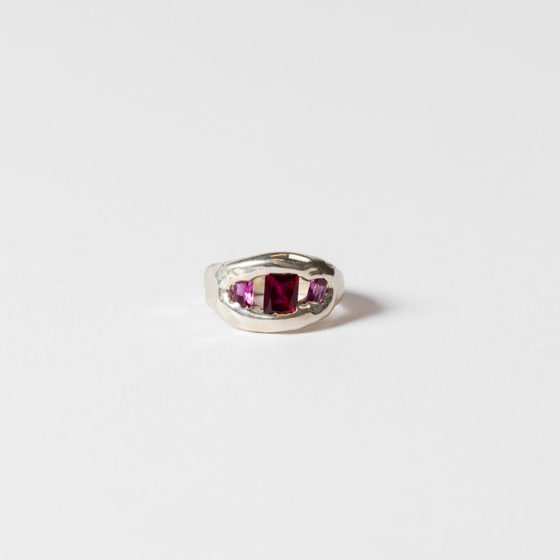 Cashmere Malekitsch —Silver' Twisted and Bound’  Lab Grown Ruby Ring - Australian made Jewellery 