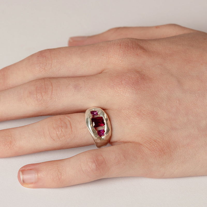Cashmere Malekitsch —Silver' Twisted and Bound’  Lab Grown Ruby Ring - Australian made Jewellery 