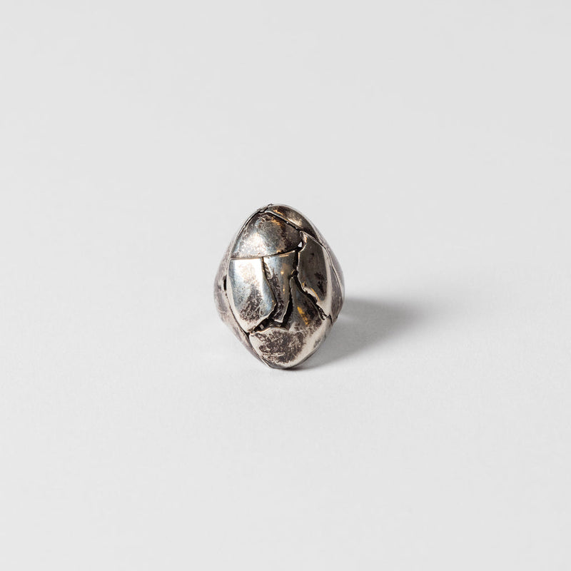 Darius Rust —Cracked Oval Dome Oxidised Silver Ring’