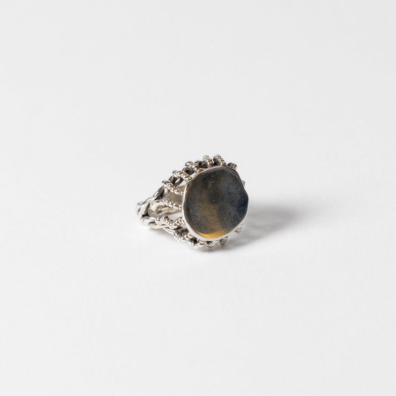 Darius Rust —Granulated Detail Twisted Silver Ring’