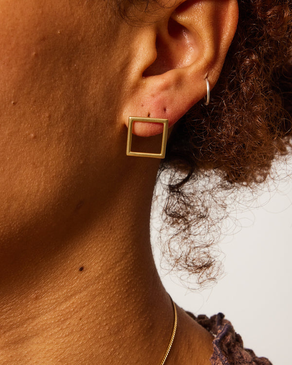 Danielle Barrie — Square Studs in 18ct Yellow Gold Plate