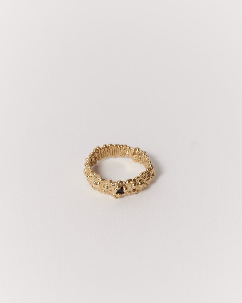 Sophie Quinn — 'Golden Rough' Ring with Black Sapphire 9ct Yellow Gold