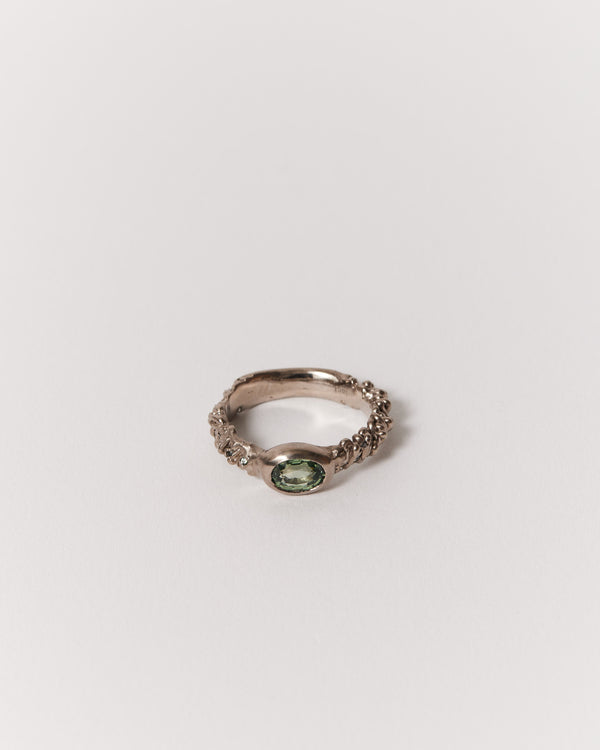 Sophie Quinn — 'Julian' Ring with Green Sapphires in 18ct White Gold