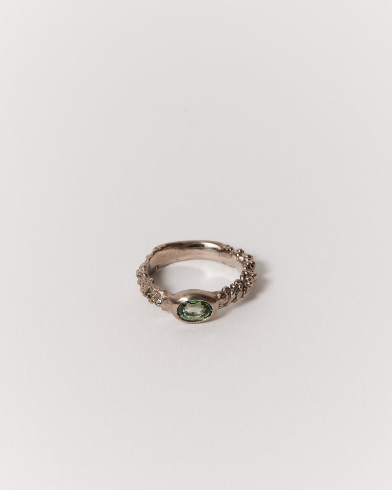 Sophie Quinn — 'Julian' Ring with Green Sapphires in 18ct White Gold