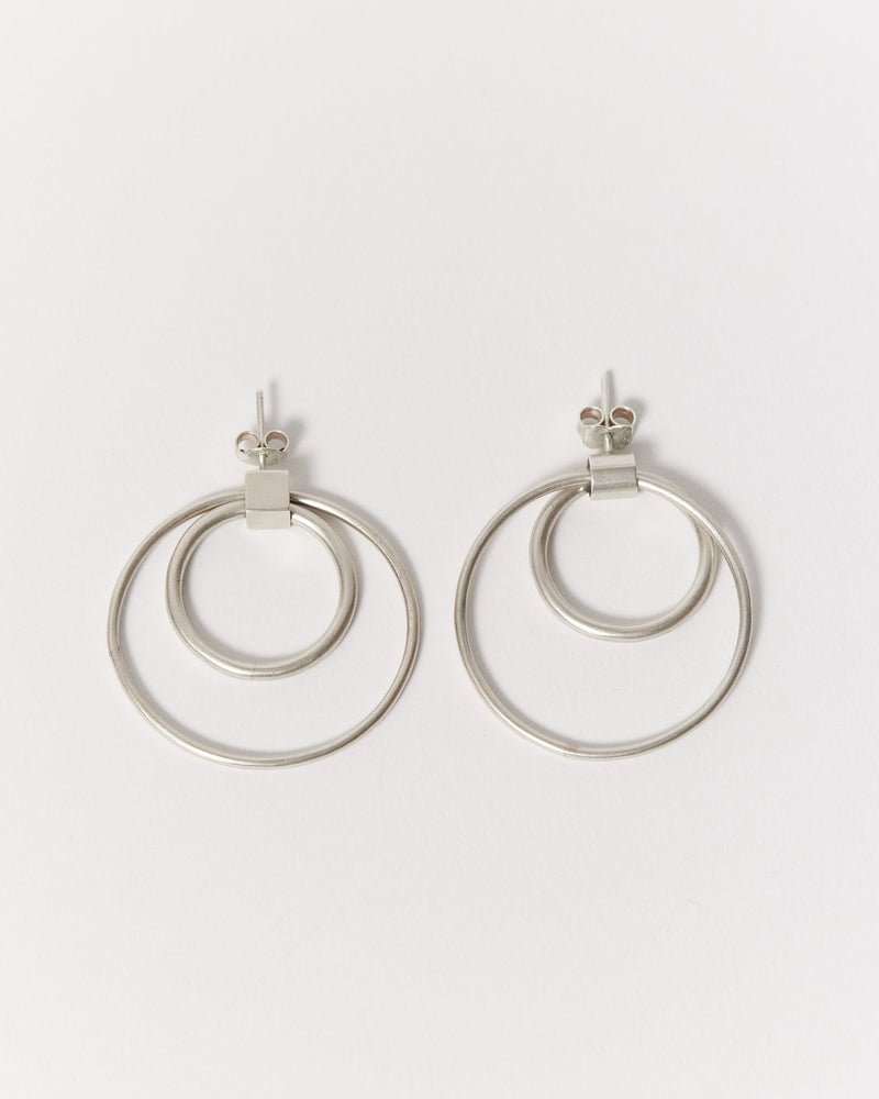 Danielle Barrie — Double Kinetic Halo Hoop Earrings in Silver