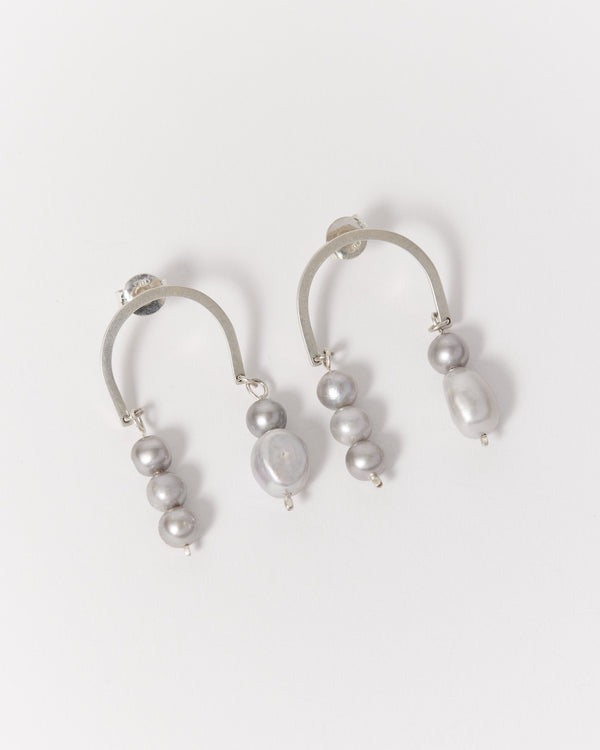 Danielle Barrie —  Large Swell Earrings with Grey Pearls