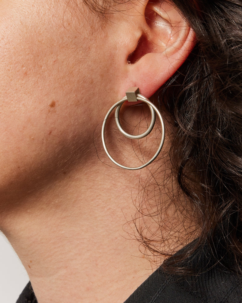 Danielle Barrie — Double Kinetic Halo Hoop Earrings in Silver