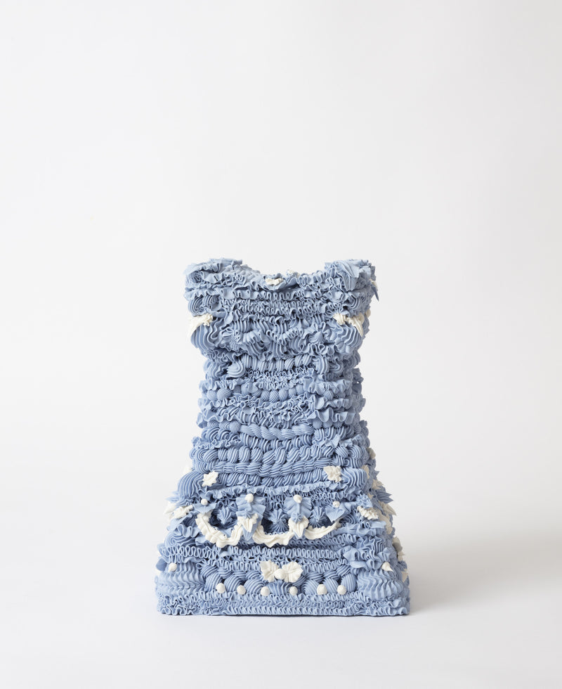 Ebony Russell – Superfluous: Blue Bow Vase on Pedestal, 2022