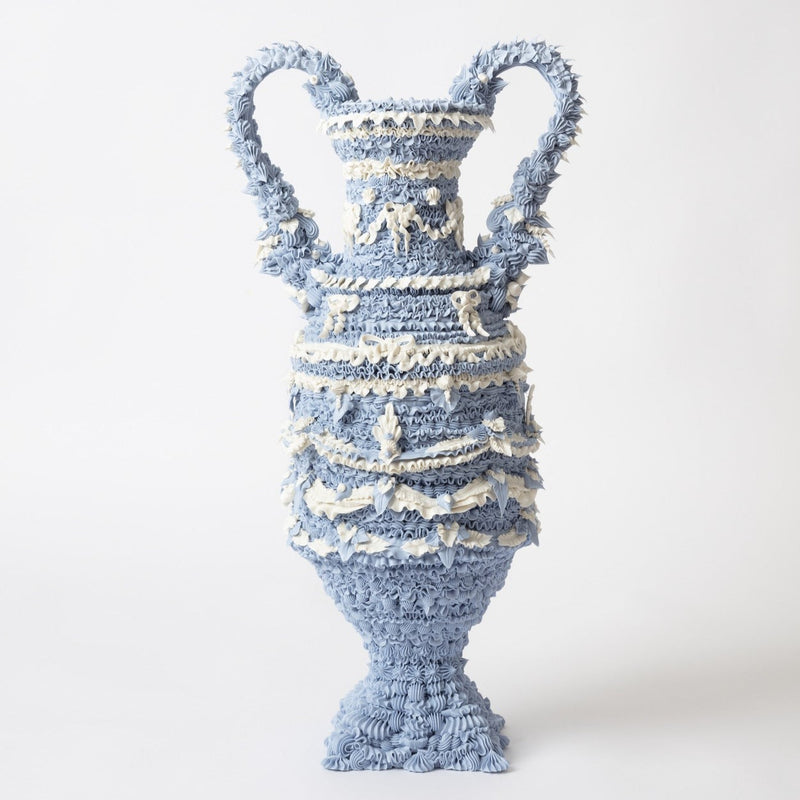 Ebony Russell – Superfluous: Blue Bow Vase on Pedestal, 2022