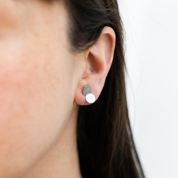 Ferro Forma — Large Double Dot Earrings in Stainless Steel