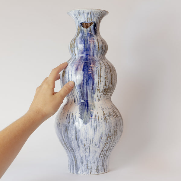 Georgina Proud — Large Sculptural Vessel with Embedded Glass in Blue