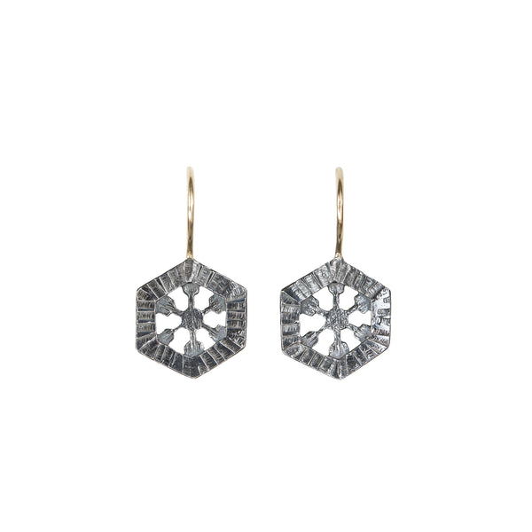Aurelia Yeomans — 'Hammered Crystal Nucleus Drops' Earrings