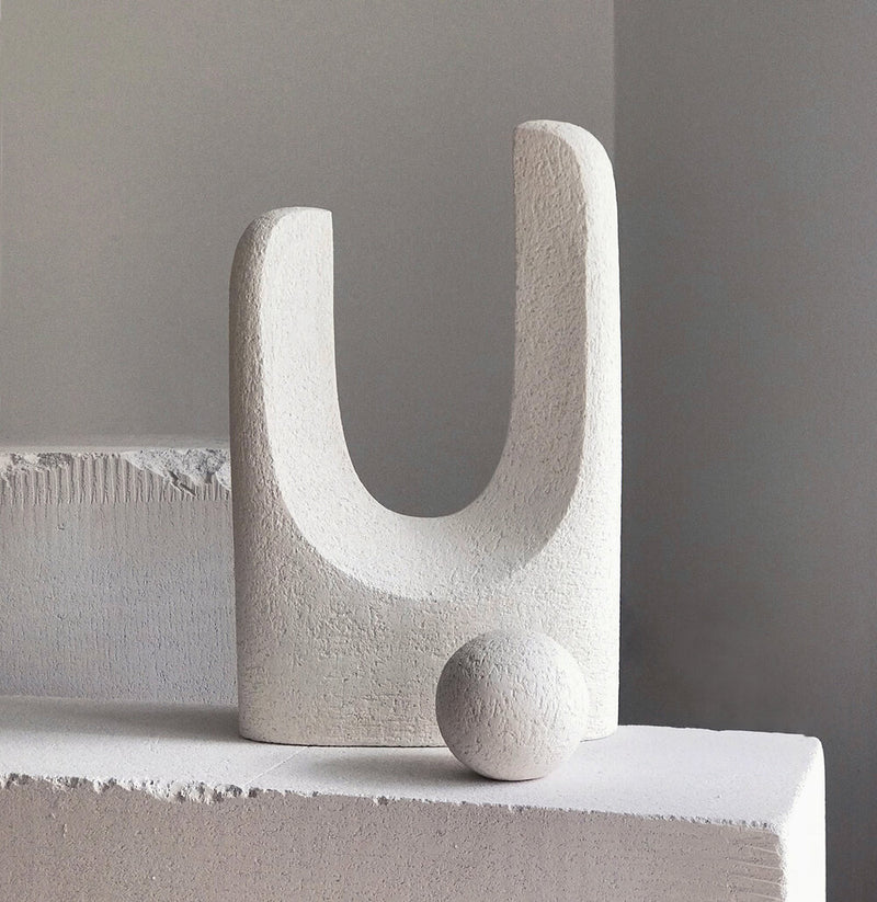 Jan Vogelpoel — 'Reach for the Stars' Sculpture in Warm White Coarse Clay