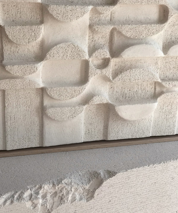 Jan Vogelpoel — 'White Ultrasonic Tile' Sculpture in White Coarse Clay Limited Edition