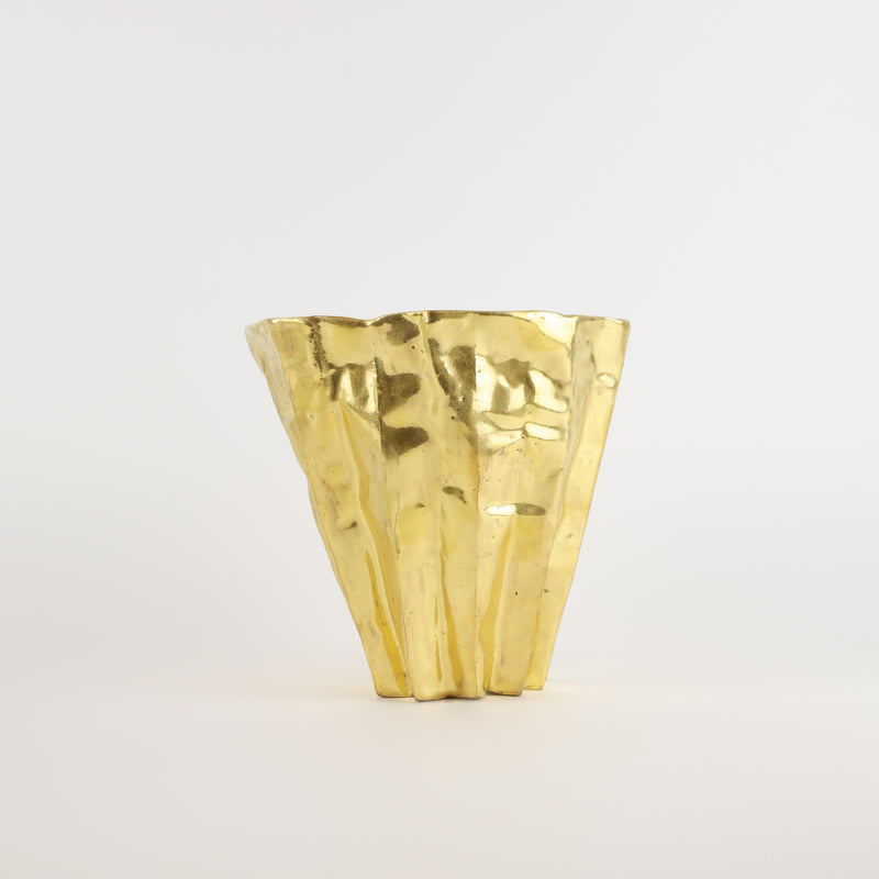 Kirsten Perry —  Pleated Vase in Gold Lustre and Purple