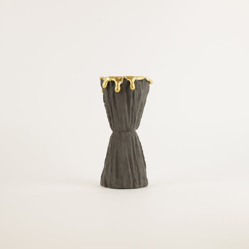 Kirsten Perry —  Double Textured Vase Gold Drip in Black