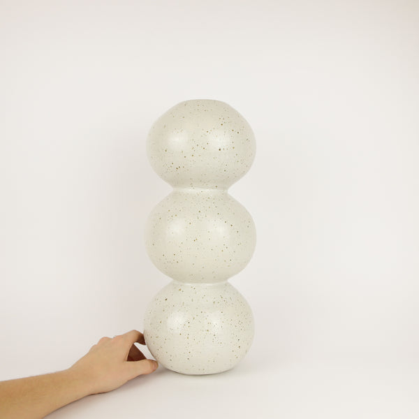 Kaye Poulton — Tall Triple Linked Vase in Stone White