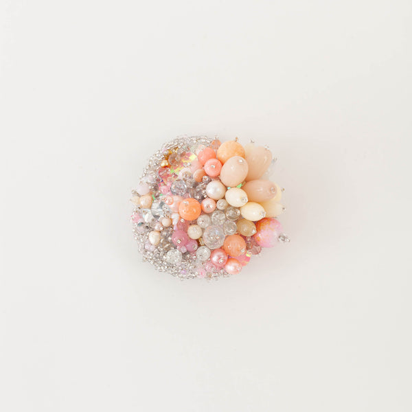 Louise Meuwissen — Pearl and Glass Brooch in Silver and Coral