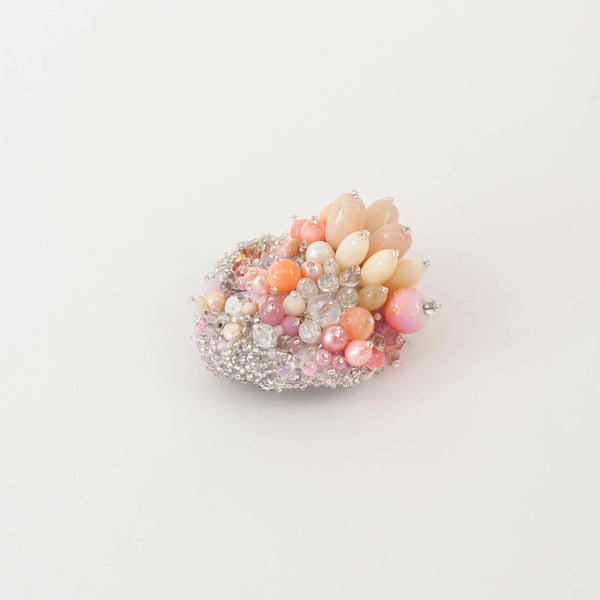 Louise Meuwissen — Pearl and Glass Brooch in Silver and Coral