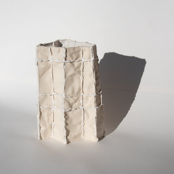 Lucy Tolan — Tile Vessel in Cream with White Gloss