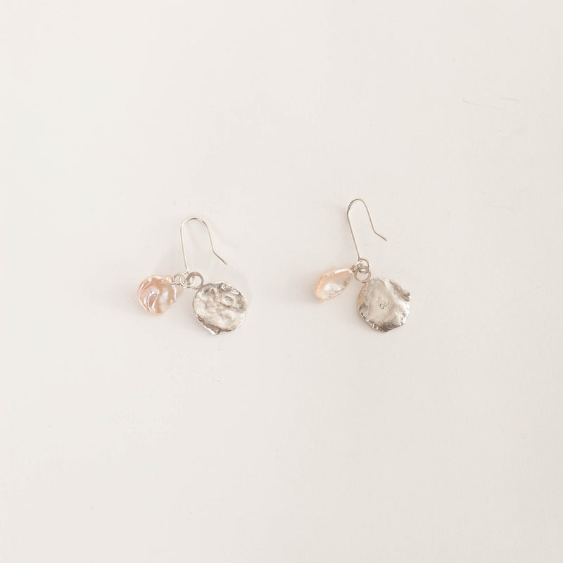 Mary Odorcic —  Hook Earrings with Keshi Pearl and Silver Charms