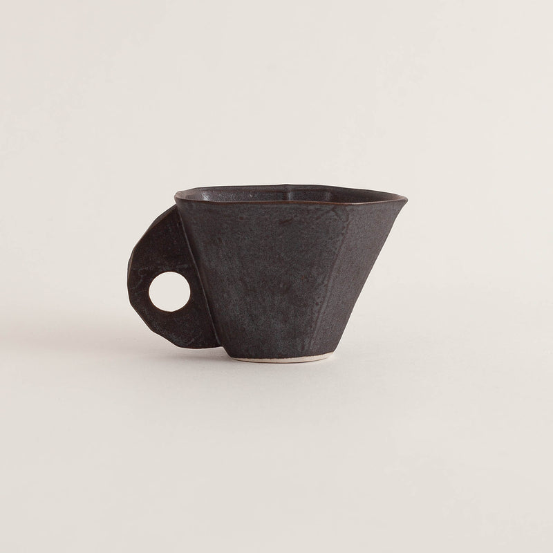 Minna Graham — Angular Mug with Faceted Handle in Charcoal