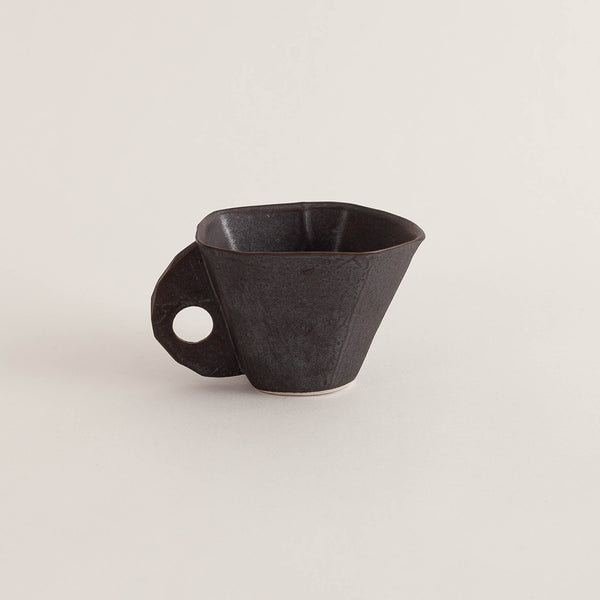 Minna Graham — Angular Mug with Faceted Handle in Charcoal