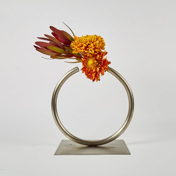 Anna Varendorff, ACV studio — Small 'Almost a Circle' Thick Tube Vase in Stainless Steel