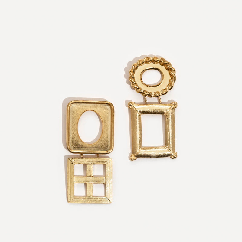 Rhiannon Smith, Two Hills — Earrings in Gold - Australian made Jewellery 