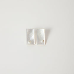Sarah Lockey —  Pearl On Mother of Pearl Stud Earrings
