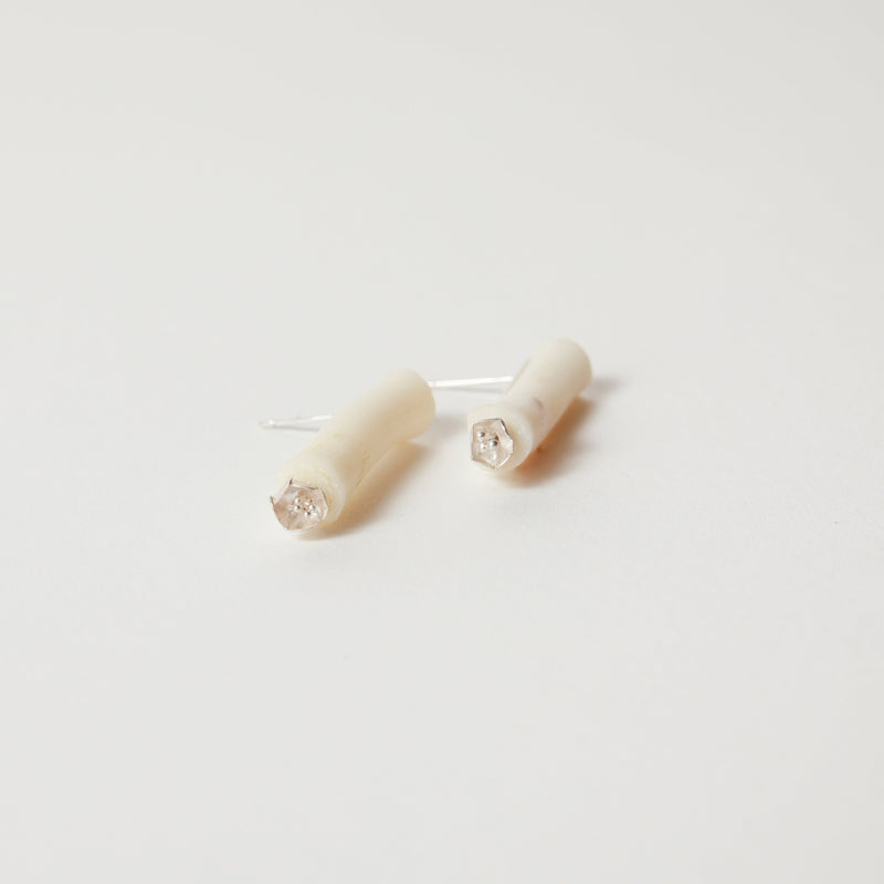 Sarah Lockey —  Found Coral and Silver Flowers Stud Earrings