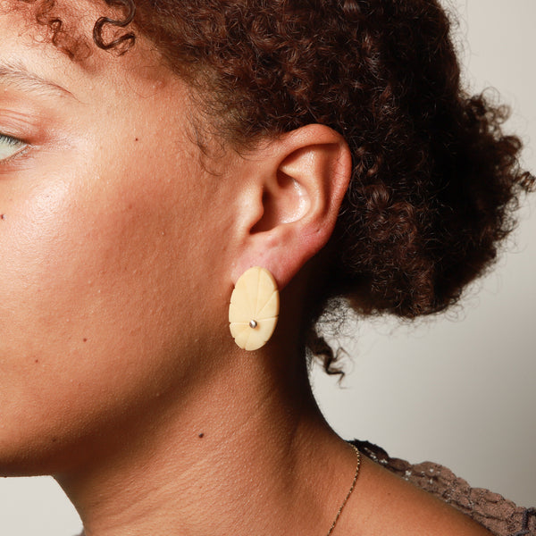 Sarah Lockey —  Vegetable Ivory Stud Flower Earrings