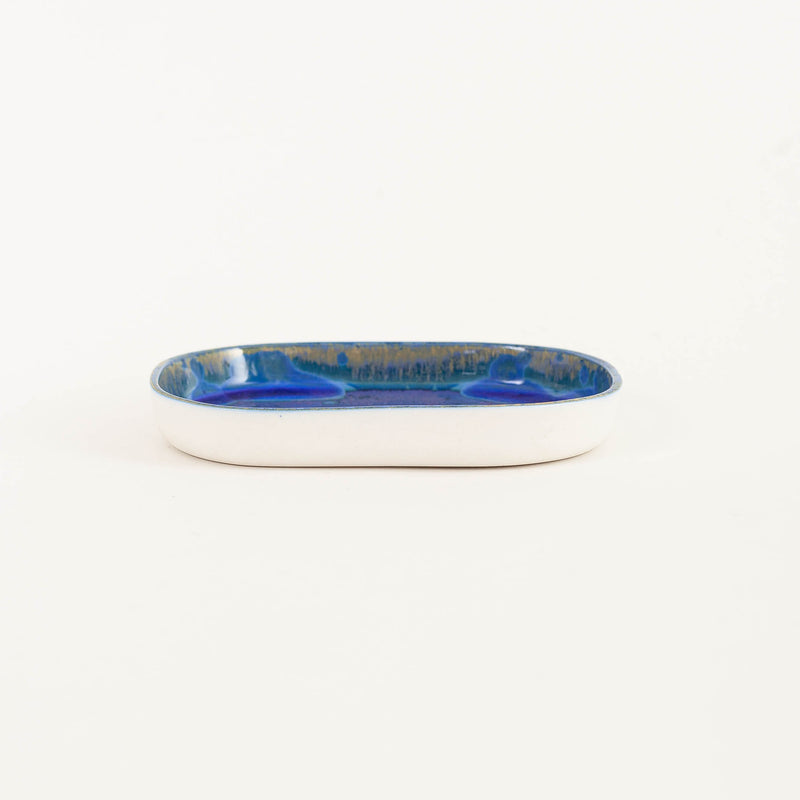 Ryan L Foote — Crystalline Glaze Small Oval Plate in Southern Ocean