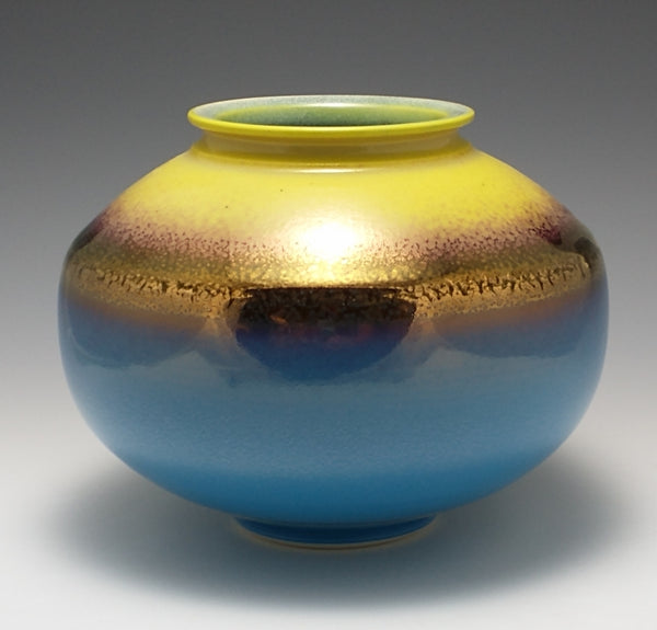 Timothy White — Gold Lustre Shouldered Pot in Blue and Yellow