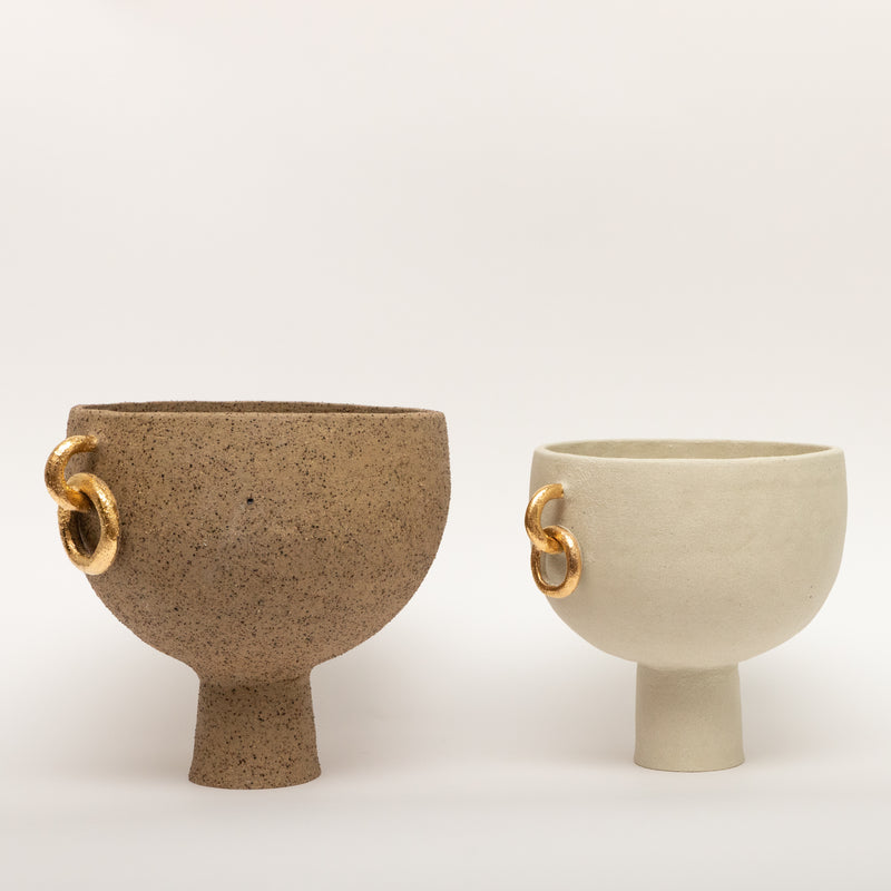Simone Karras — Vessel in White Raku and Gold Lustre