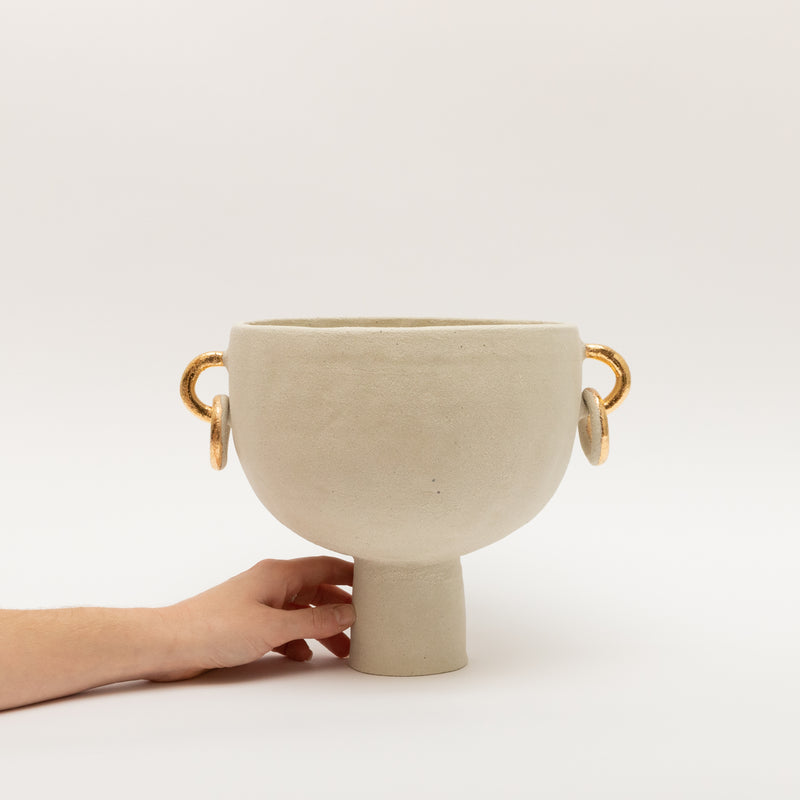 Simone Karras — Vessel in White Raku and Gold Lustre