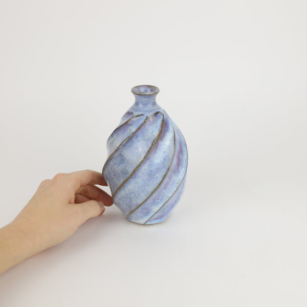 Terunobu Hirata — Twist Faceted Sake Bottle in Blue Moon