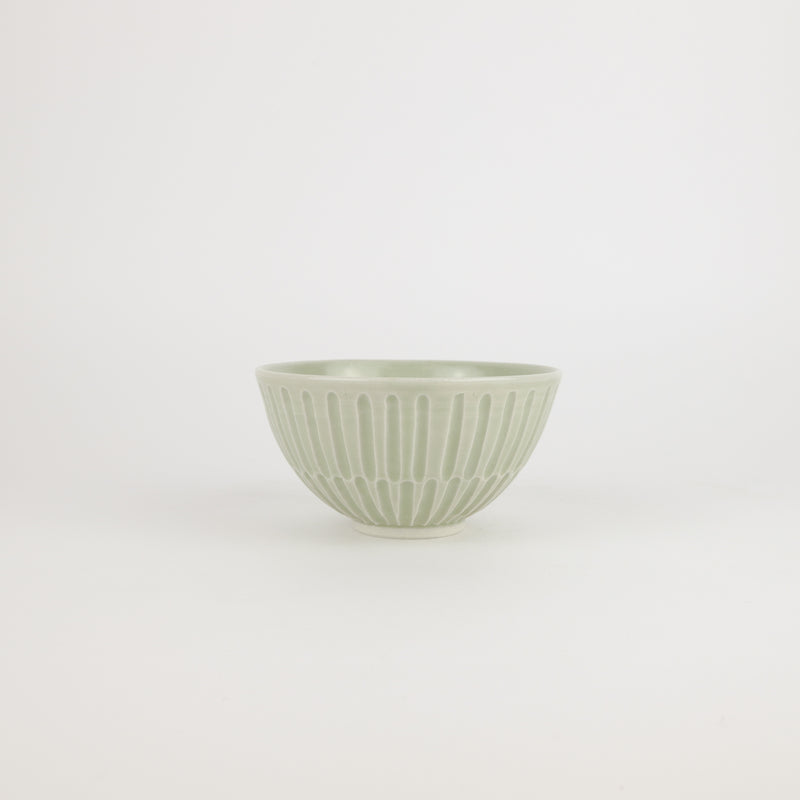 Terunobu Hirata — Ash Celadon Grooved Rice Bowl