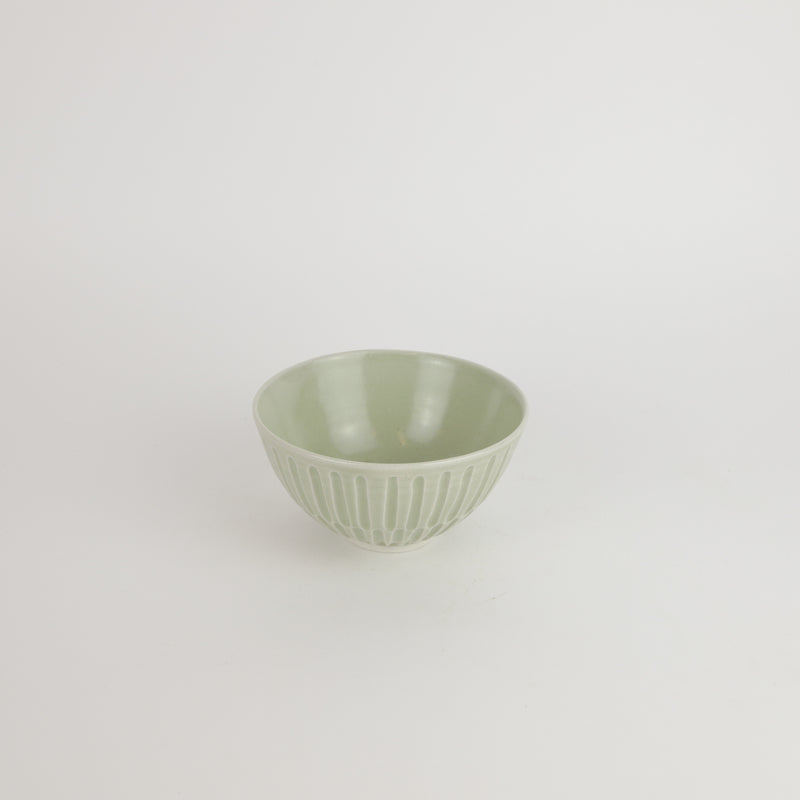 Terunobu Hirata — Ash Celadon Grooved Rice Bowl
