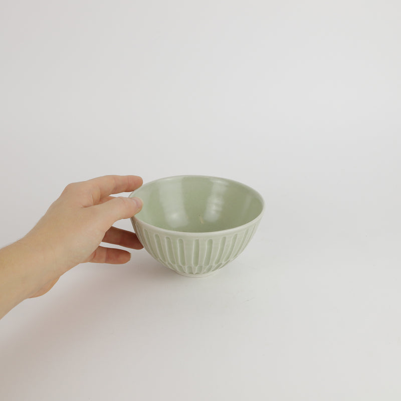 Terunobu Hirata — Ash Celadon Grooved Rice Bowl