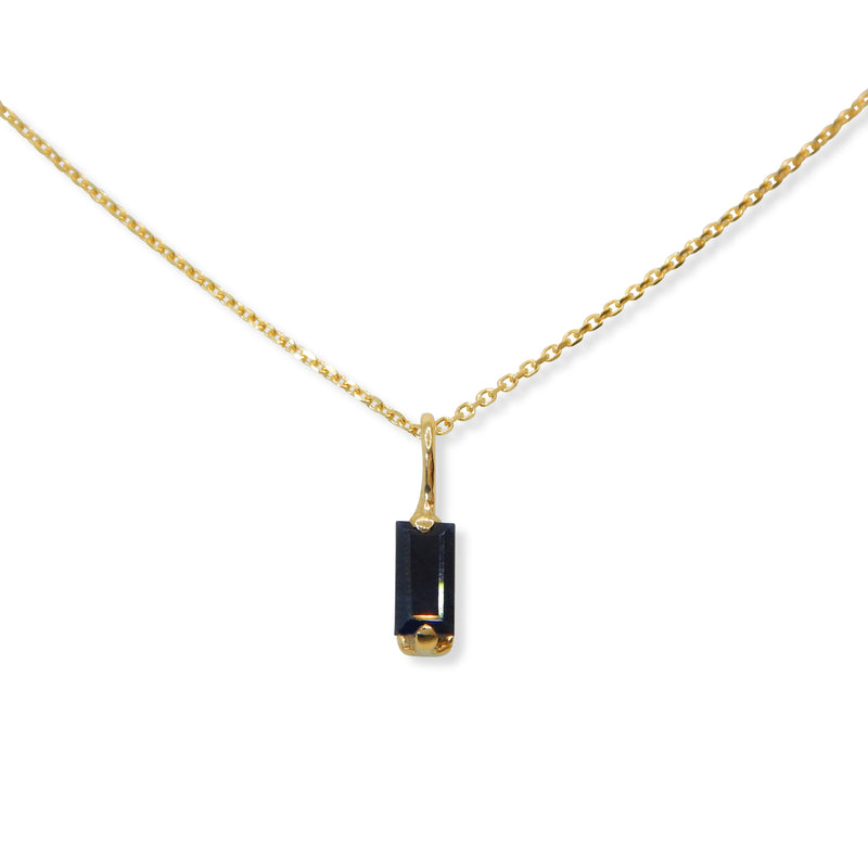 Taë Schmeisser — Baguette Black Sapphire Pendant with 18ct White Gold Chain