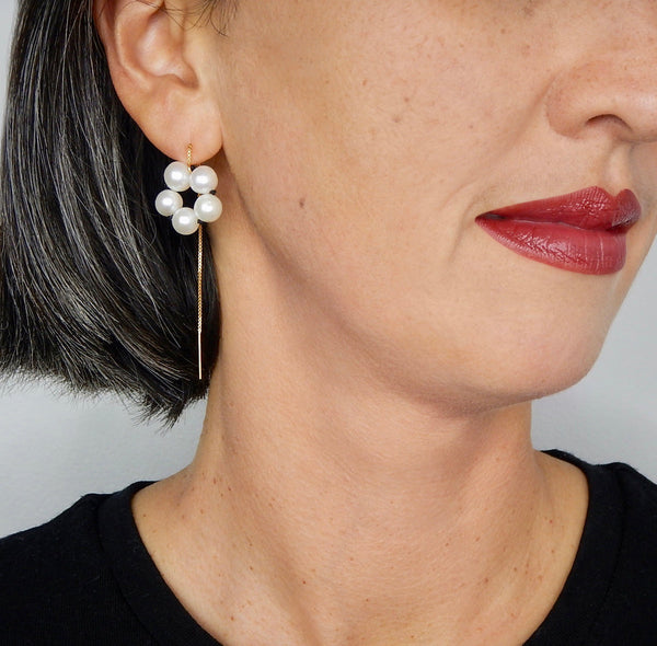 Taë Schmeisser —  Medium 'Hanabi' Pearl Rose Gold Drop Earrings