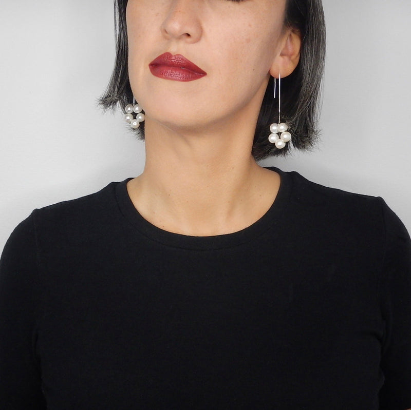 Taë Schmeisser —  Large 'Hanabi' Pearl Silver Drop Earrings