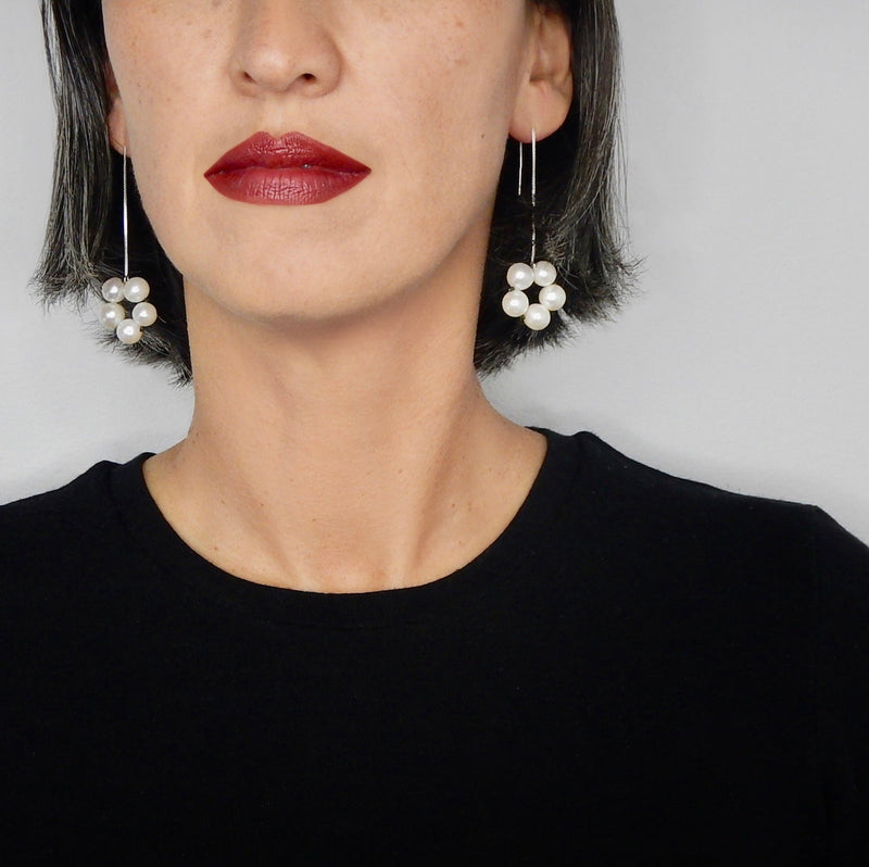 Taë Schmeisser —  Large 'Hanabi' Pearl Silver Drop Earrings