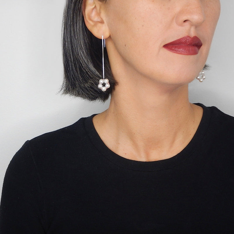 Taë Schmeisser —  Small 'Hanabi' Pearl Sterling Silver Drop Earrings