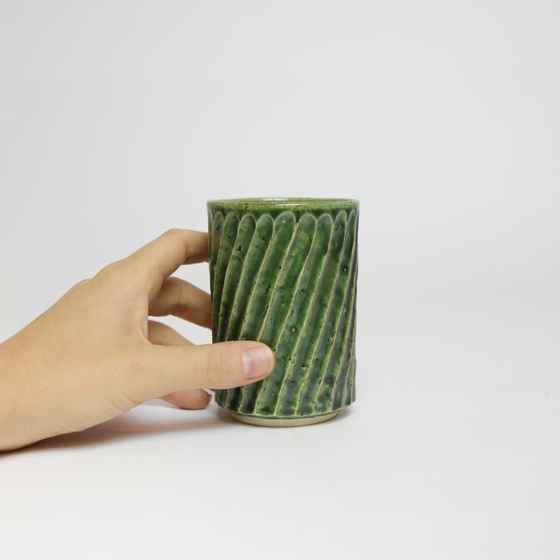 Terunobu Hirata —  Grooved Cup in Oribe Green
