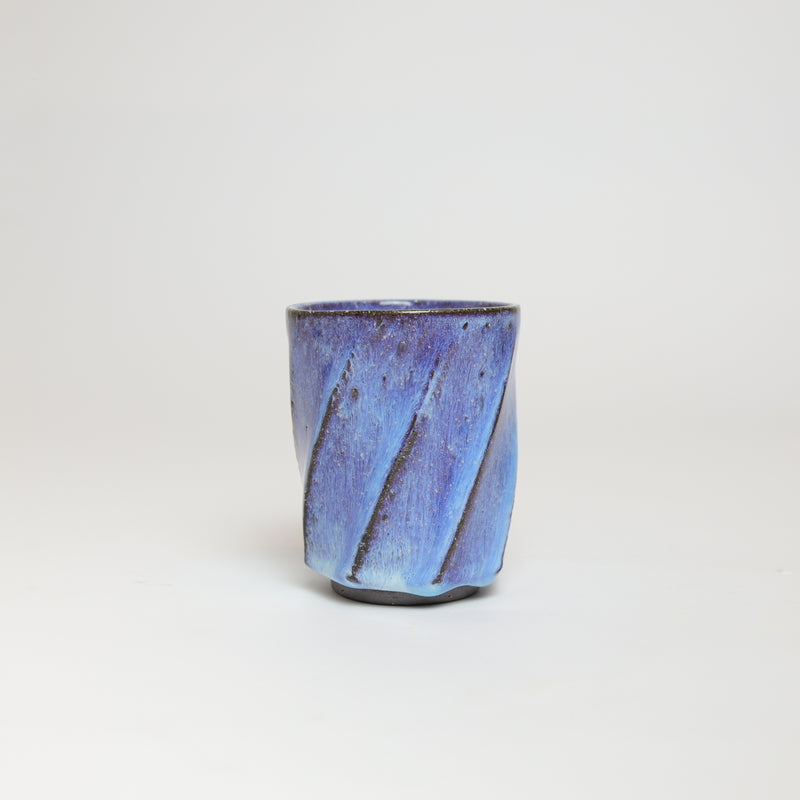 Terunobu Hirata — Pale Moon Blue Twist Faceted Cup